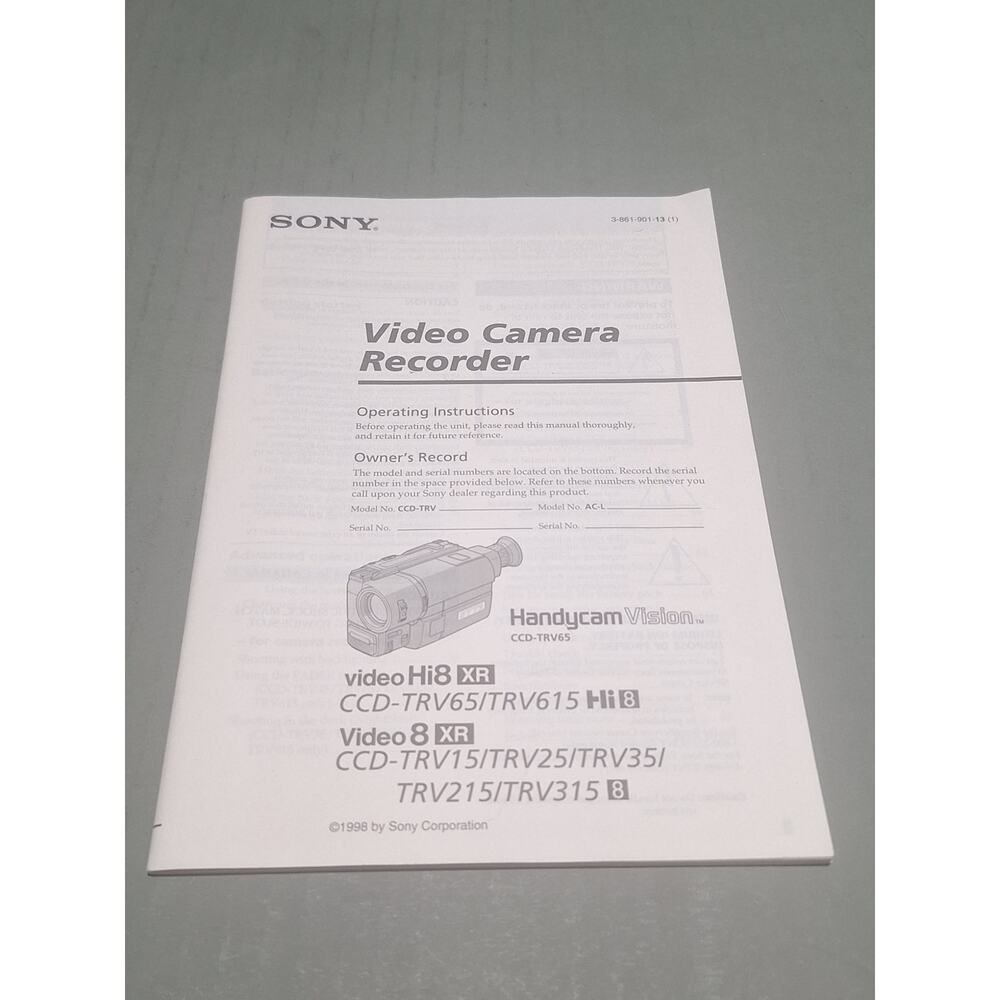 Sony CCD-TRV65 TRV615 TRV15 TRV25 TRV35 TRV315 Manual Hi8 Video8 XR